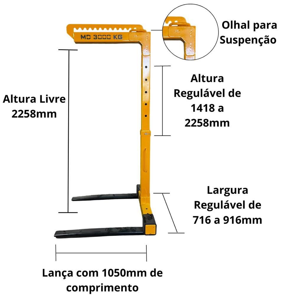 Garra pega-paletes HCMaq com capacidade de 3.000 kg